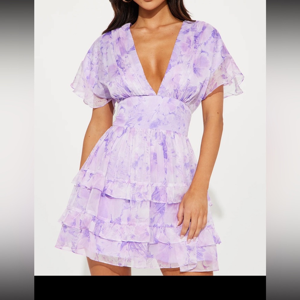 Fashion Nova Lilac Floral Mini Dress